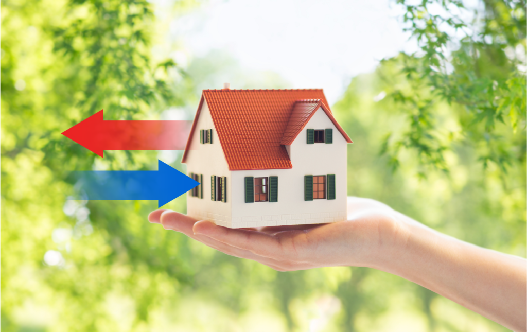 Air conditioning circulating hot air out of the house and cold air in